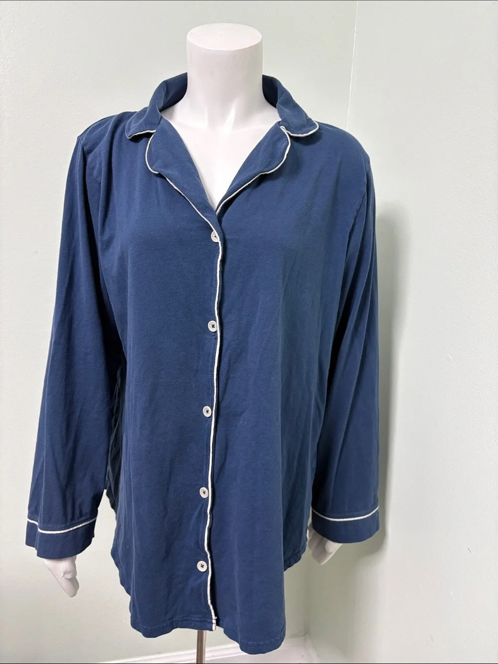 Pact All Ease Sleep Shirt Navy Long Sleeve size M/L